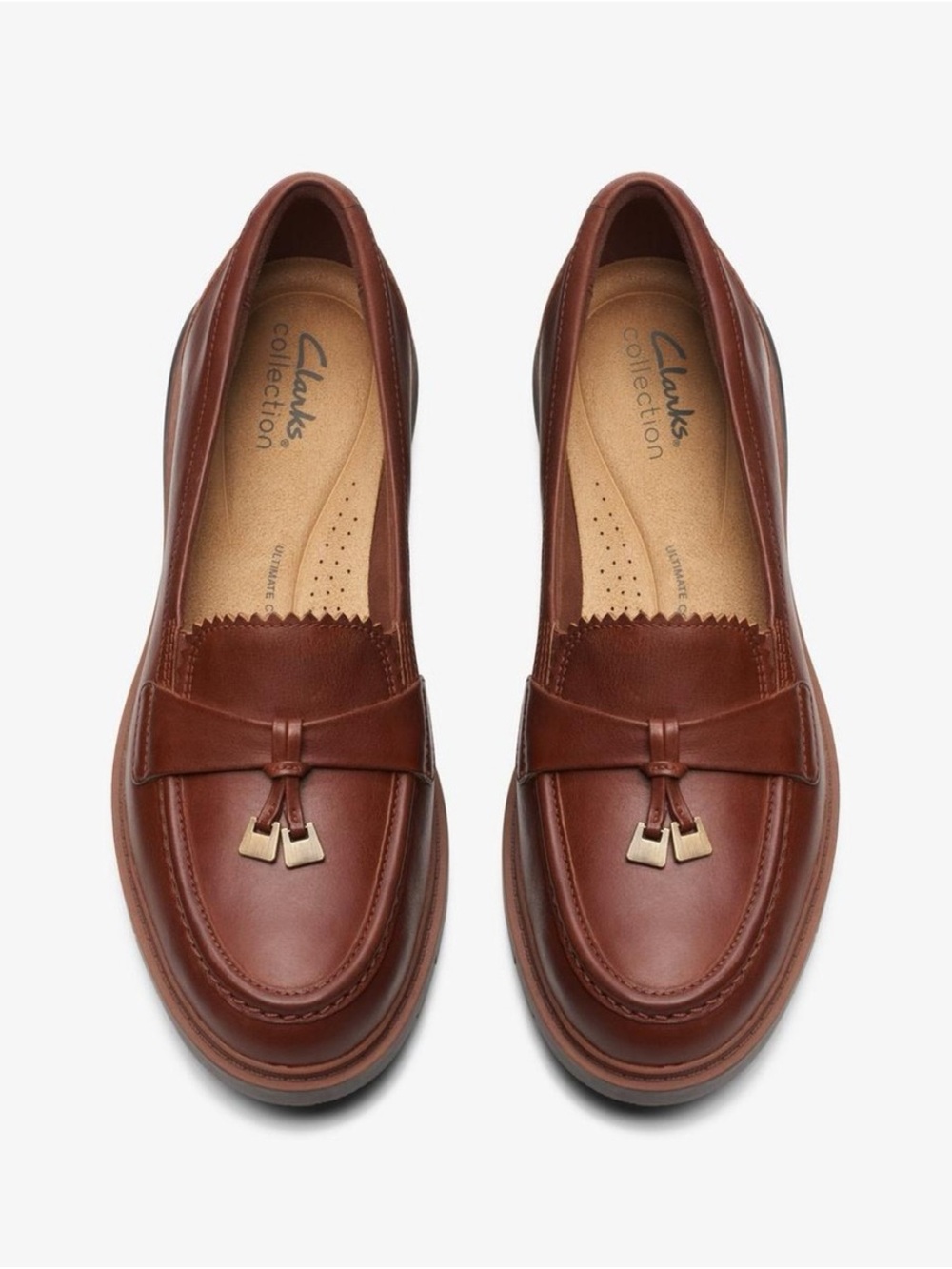 Clarks Brown Leather Tassel Loafers